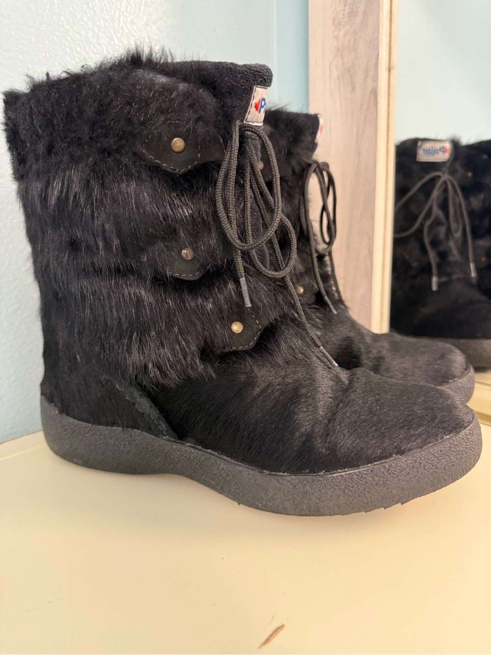 Pajar Canada Fur Winter Boots Black Waterproof Snow Boots EU 40 US 9